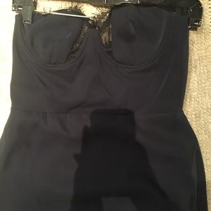 Navy strapless dress
